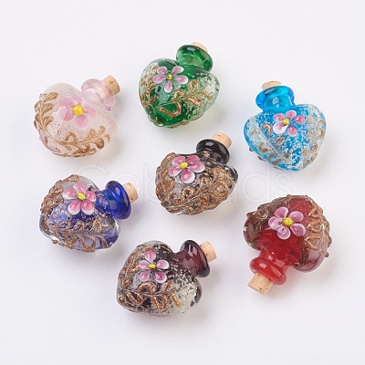 Handmade Luminous Lampwork Perfume Bottle Pendants LAMP-P044-L-1