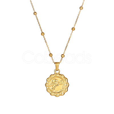 3D Relief Cupid Double-sided Portrait Pendant Necklaces UZ2344-1-1