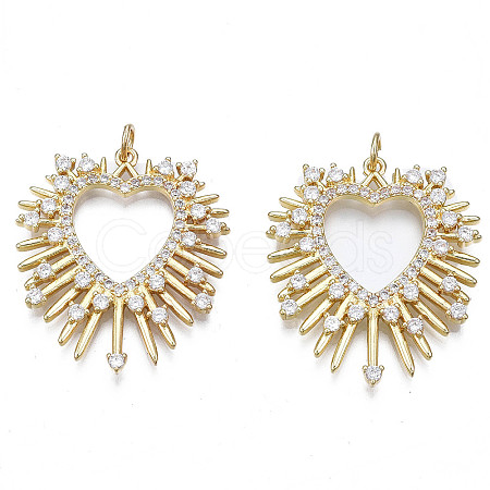 Brass Micro Pave clear Cubic Zirconia Pendants X-ZIRC-N039-179-NF-1