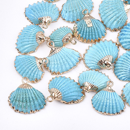 Spray Paint & Electroplate Sea Shell Pendants SSHEL-S262-08C-1