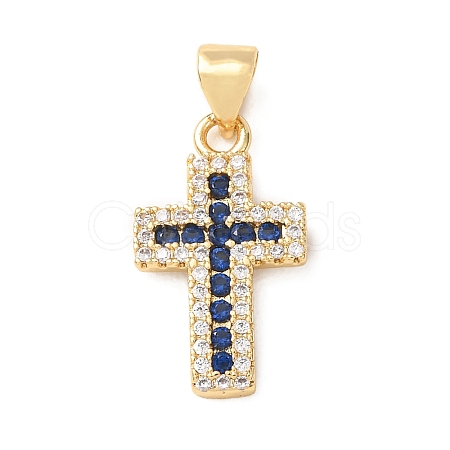 Brass Micro Pave Cubic Zirconia Pendants CU-CJC290F-01B-G-RS-1