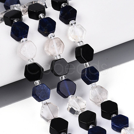 Natural Obsidian & Sodalite & Quartz Crystal Beads Strands G-N358-03A-02-1