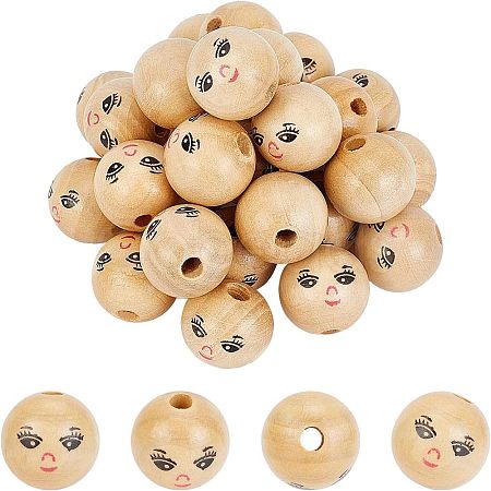 Fingerinspire 30Pcs Natural Wood Beads WOOD-FG0001-15A-1