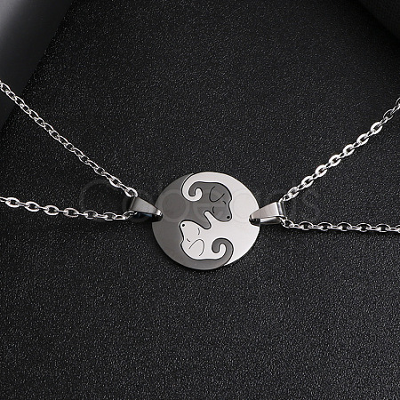 Valentine's Day 201 Stainless Steel Dog Puppy Puzzle Couple Necklaces for Women Men WGE4B3D-03-1