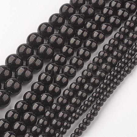 Black Stone Beads Strands G-I088-M-1