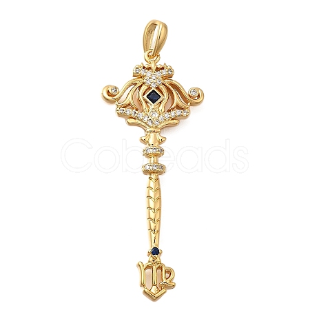 Brass Micro Pave Cubic Zirconia Big Pendants X1-KK-B147-04G-04-1