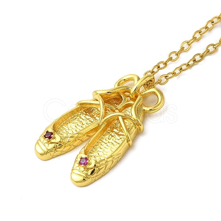 304 Stainless Steel Cubic Zirconia Pendant Necklaces LS-NJEW-Q347-01F-1