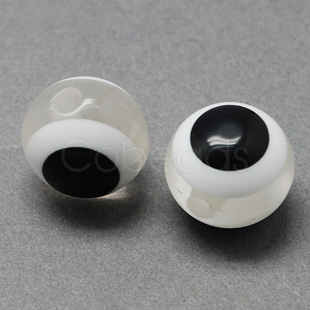 Round Evil Eye Resin Beads LS-RESI-R159-10mm-01-1