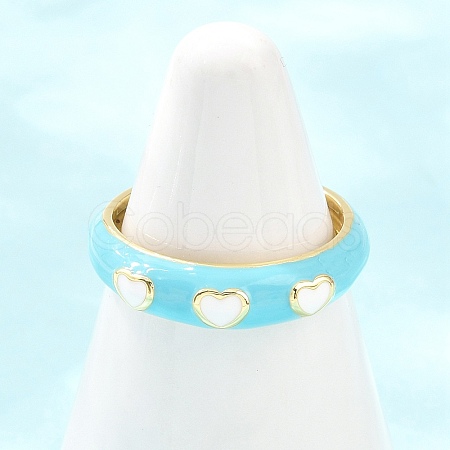 Brass Enamel Cuff Open Rings RJEW-P190-01G-02-1