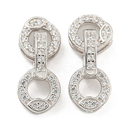 925 Sterling Silver Micro Pave Clear Cubic Zirconia Fold Over Clasps STER-U001-10P-1