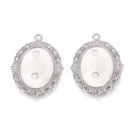 Non-Tarnish 304 Stainless Steel Pendant Cabochon Settings STAS-N114-02P-1