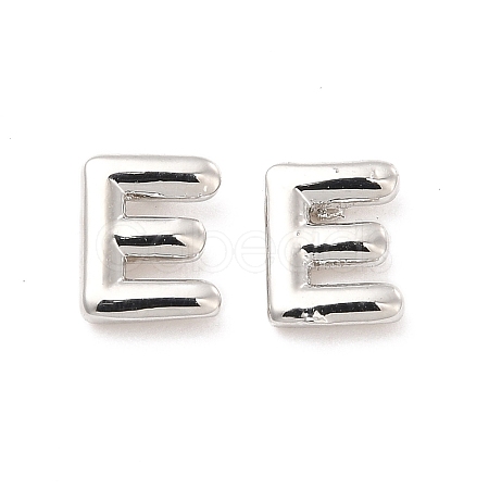 Brass Hollow Out Initial Letter Stud Earrings EJEW-A044-01P-E-1
