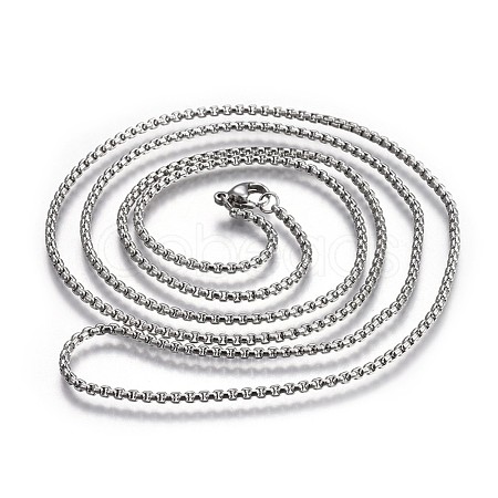 Non-Tarnish 304 Stainless Steel Box Chain Necklaces NJEW-O110-05D-P-1