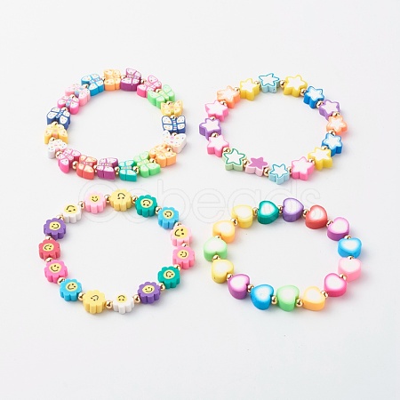 Handmade Polymer Clay Beads Stretch Bracelets BJEW-JB06560-1