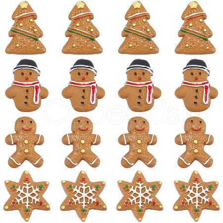 48Pcs 4 Styles Christmas Plastic Cabochons FIND-SC0011-29-1