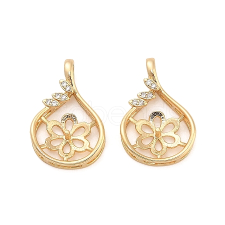 Brass Micro Pave Cubic Zirconia Hollow Teardrop Peg Bails KK-NH0009-09G-1