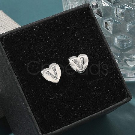 Rack Plating Brass Micro Pave Clear Cubic Zirconia Stud Earrings EJEW-K299-01P-V-1