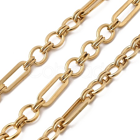 304 Stainless Steel Rectangle with Ring Link Chains CHS-Z007-21G-1
