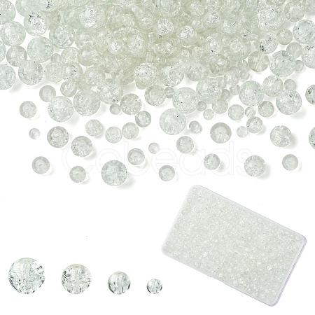 400Pcs 4 Styles Spray Painted Crackle Glass Beads CCG-YW0001-20E-1