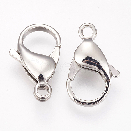 Tarnish Resistant 304 Stainless Steel Lobster Claw Clasps Hand Polished STAS-I082-14P-04-1