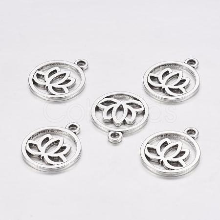 Tibetan Style Filigree Alloy Pendants X-TIBEP-5354-AS-LF-1