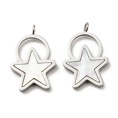 304 Stainless Steel Shell Pendants STAS-L022-013P-1