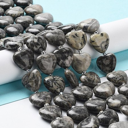 Natural Map Stone Beads Strands G-E614-A07-01-1