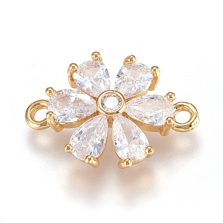 Brass Micro Pave Cubic Zirconia Links ZIRC-F087-10G-RS-1