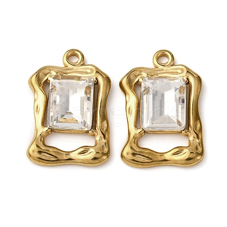 304 Stainless Steel Glass Pendants STAS-P406-01G-1