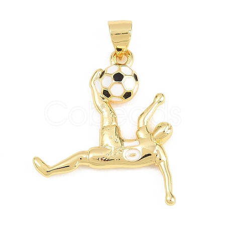 Football Brass Micro Pave Cubic Zirconia Pendants KK-A297-09H-G-1