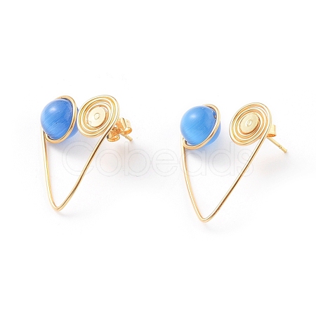 Cat Eye Stud Earrings EJEW-JE03765-04-1
