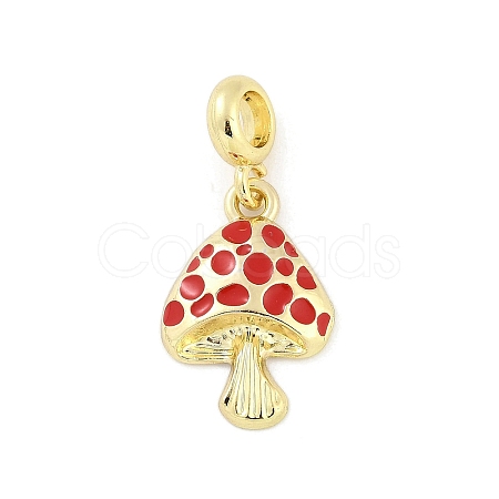 Brass Red Enamel Vegetable European Dangle Charms KK-Z090-06G-03-1