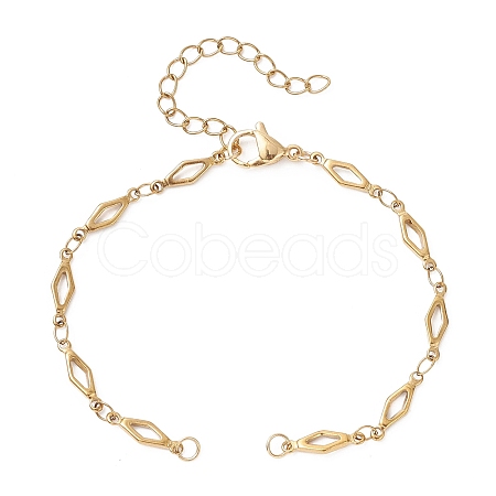 4MM 304 Stainless Steel Rhombus Link Chain Bracelet Making AJEW-JB01428-1