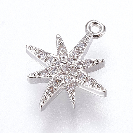 Brass Micro Pave Cubic Zirconia Charms X-ZIRC-G116-09P-1
