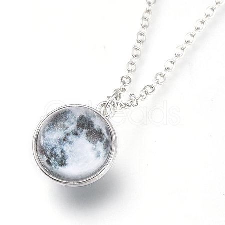 Glass Pendant Necklace NJEW-D281-B-13S-1