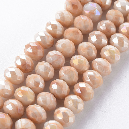 Opaque Baking Painted Glass Beads Strands EGLA-N006-010A-B08-1