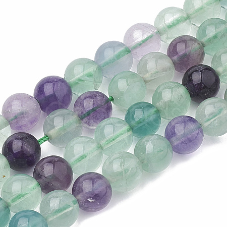 Natural Fluorite Beads Strands X-G-S333-6mm-006-1