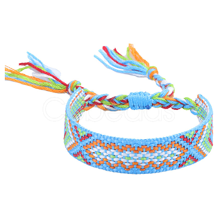 Polyester-cotton Braided Rhombus Pattern Cord Bracelet FIND-PW0013-001A-18-1
