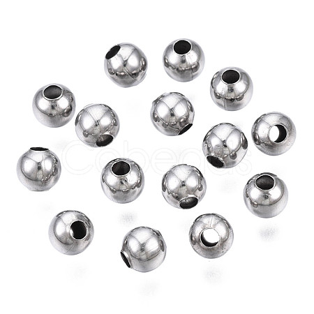 Round 304 Stainless Steel Beads STAS-TAC0004-4mm-P-1