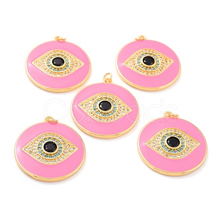 Real 18K Gold Plated Brass Micro Pave Cubic Zirconia Pendants ZIRC-L100-084G-04-1