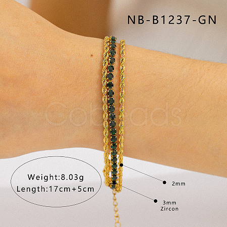 304 Stainless Steel Pave Cubic Zirconia Tennis Bracelets WG7D6AE-01-1