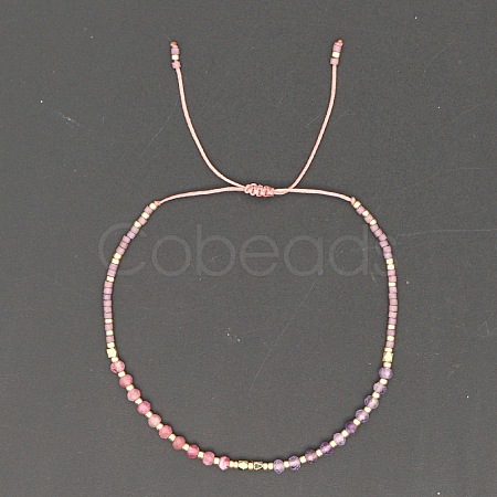 Adjustable Glass Seed Bead Braided Bead Bracelets for Women VT9382-48-1