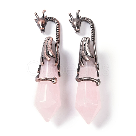 Natural Rose Quartz Faceted Pointed Bullet Big Pendants G-L524-19R-08-1