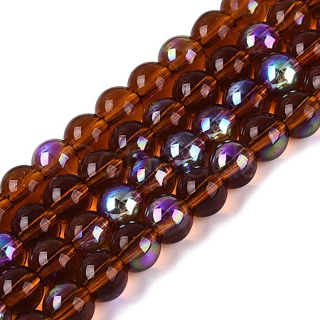 Transparent Electroplate Glass Beads Strands EGLA-Q132-6MM-01A-05-1