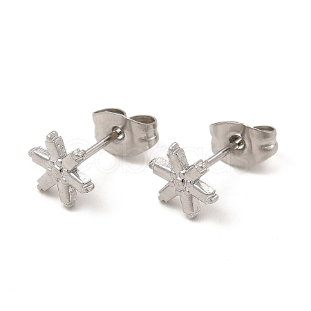 Non-Tarnish 304 Stainless Steel Snowflake Stud Earrings for Women EJEW-I281-34P-1