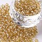 Glass Seed Beads, Trans. Colours Lustered, Round, Pale Goldenrod, 4mm, Hole: 1.5mm, about 500pcs/50g, 50g/bag, 18bags/2pounds