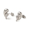 Anti-Tarnish 925 Sterling Silver Stud Earrings for Women, Teardrop, Platinum, 12x8.5mm