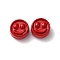 Spray Painted Alloy Beads, Flat Round with Smiling Face, FireBrick, 7.5x4mm, Hole: 2mm