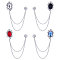 Gorgecraft 4Pcs 4 Colors Glass Oval Hanging Chain Brooches, Platinum Alloy Badges for Collar Shirt Suit, Mixed Color, 140mm, 1Pc/color