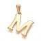 304 Stainless Steel Pendants, Golden, Initial Letter.M, 20x18x1.8mm, Hole: 3x7mm